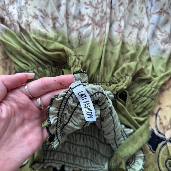 vintage tropical floral maxi skirt midi dress - Picture 4 of 4